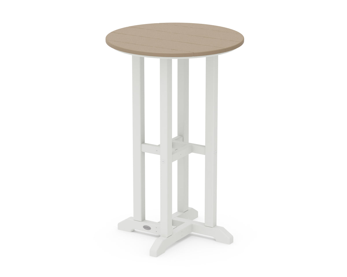 POLYWOOD Contempo 24" Round Counter Table in White / Vintage Sahara