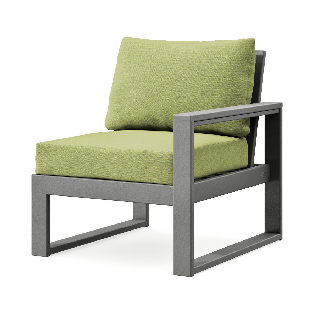 POLYWOOD EDGE Modular Right Arm Chair in Slate Grey / Chartreuse Boucle