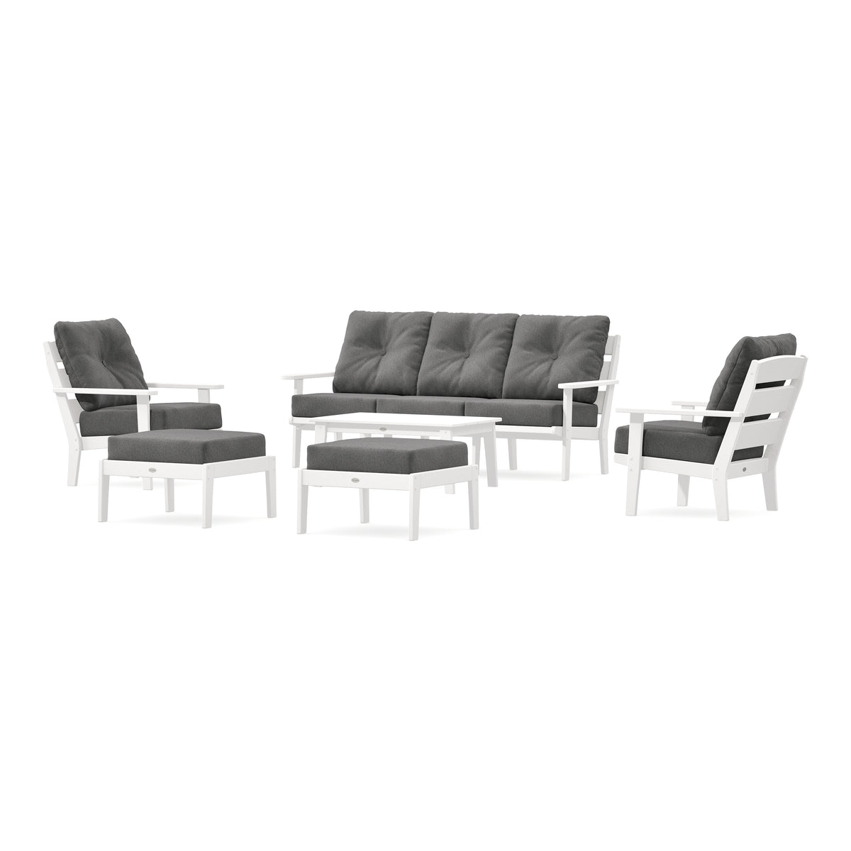 POLYWOOD Lakeside 6-Piece Lounge Sofa Set in Vintage White
