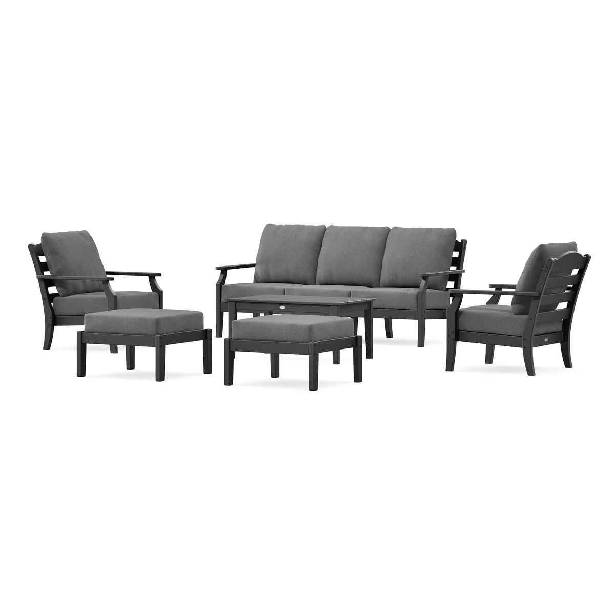POLYWOOD Savannah 6-Piece Lounge Sofa Set in Black