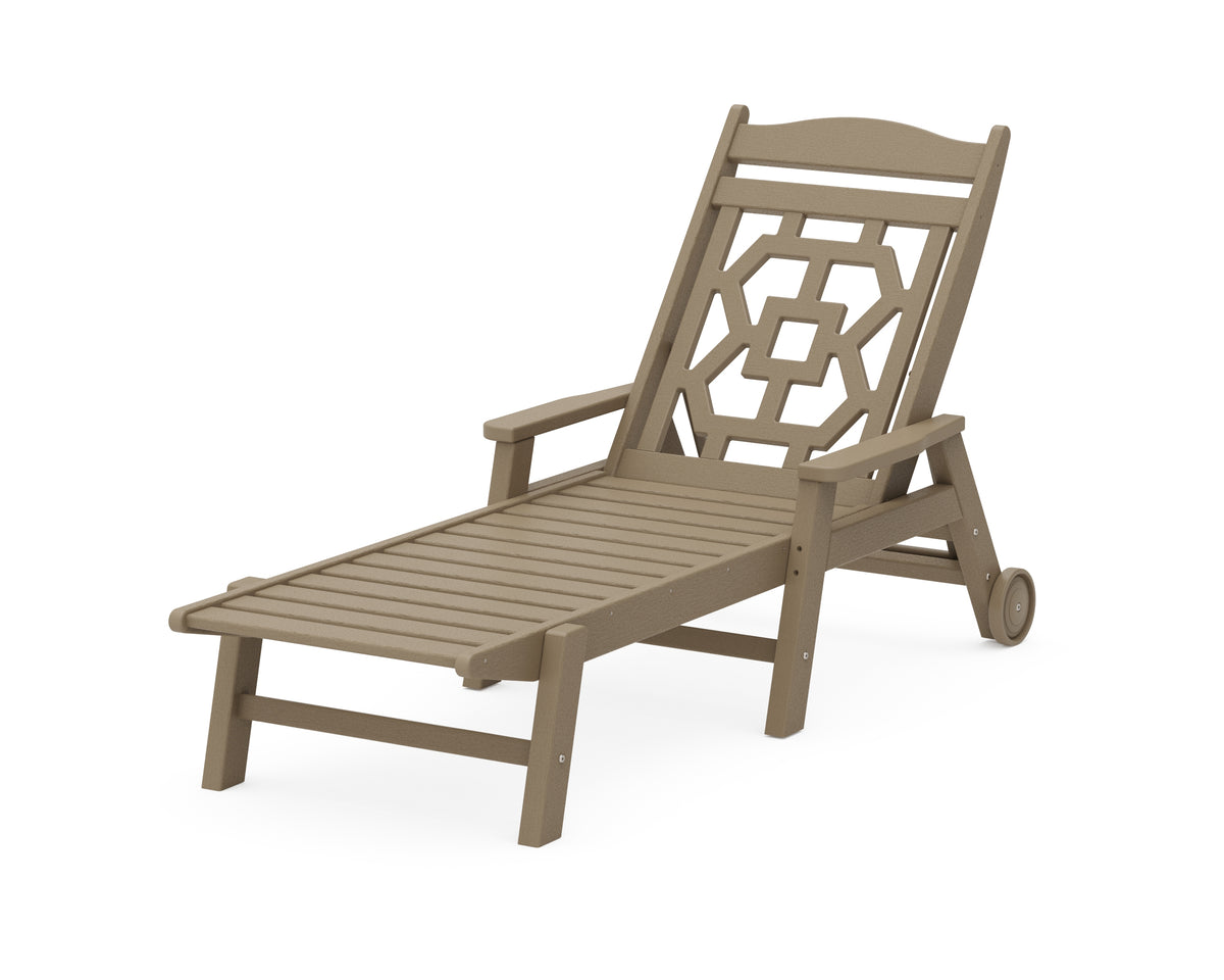 POLYWOOD Chinoiserie Chaise Lounge in Vintage Sahara