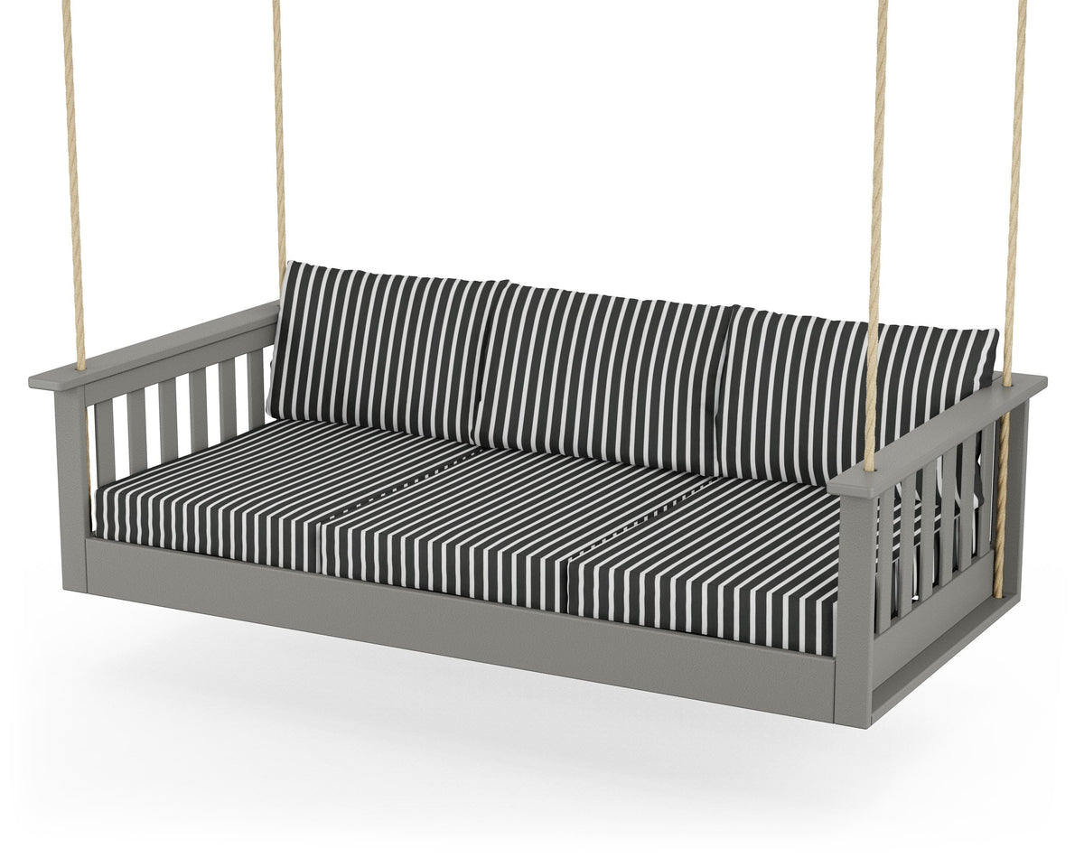 POLYWOOD Vineyard Daybed Swing in Slate Grey / Shore Classic