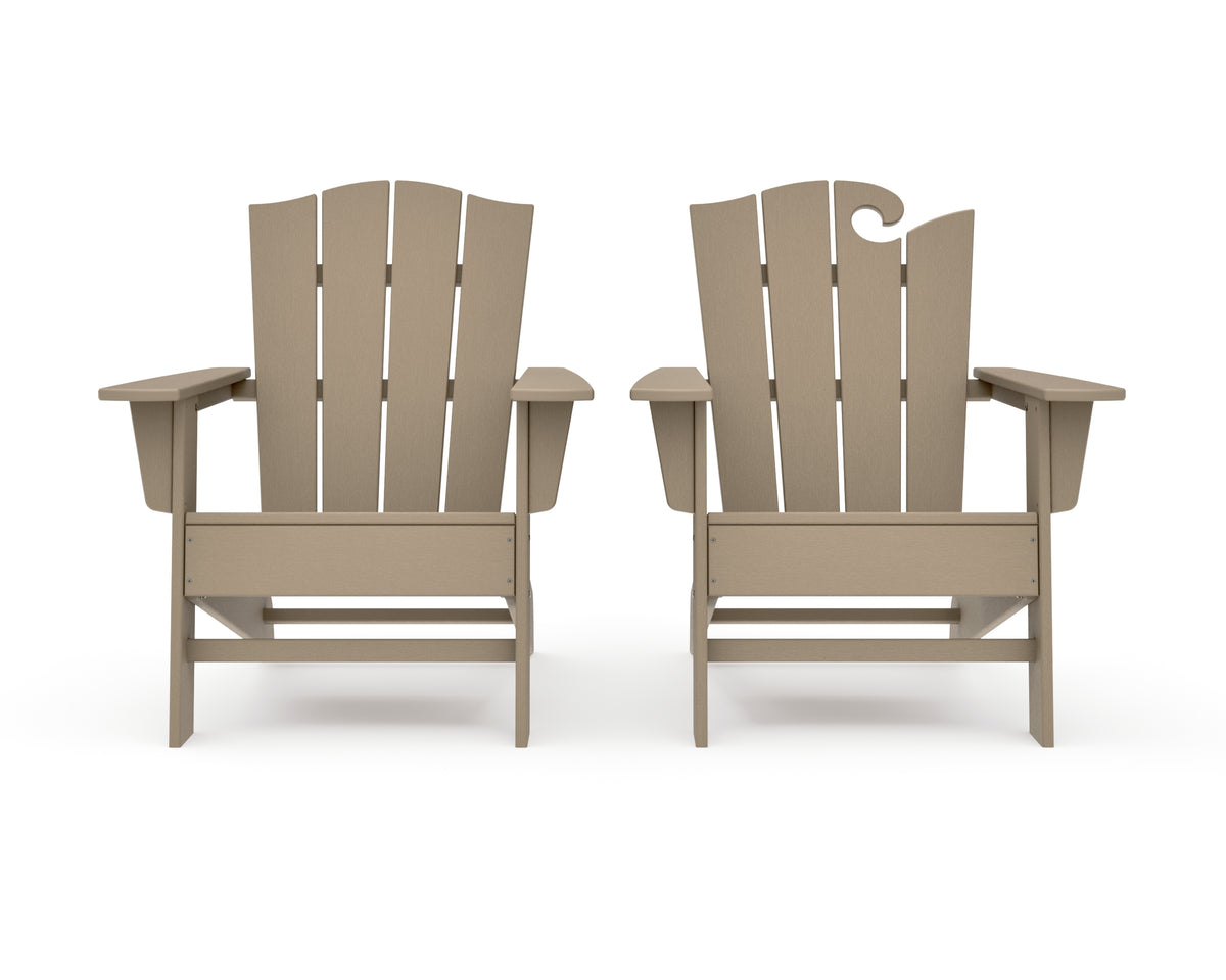 POLYWOOD Wave 2-Piece Adirondack Chair Set with The Crest Chair in Vintage Sahara