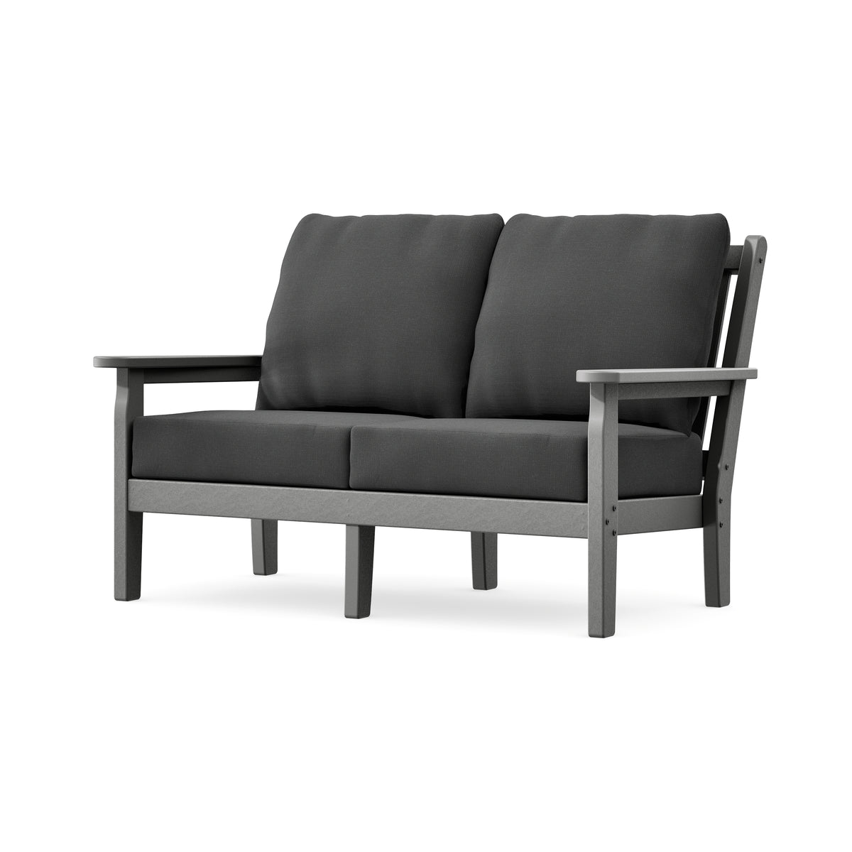 POLYWOOD Chippendale Deep Seating Loveseat in Slate Grey / Spectrum Carbon