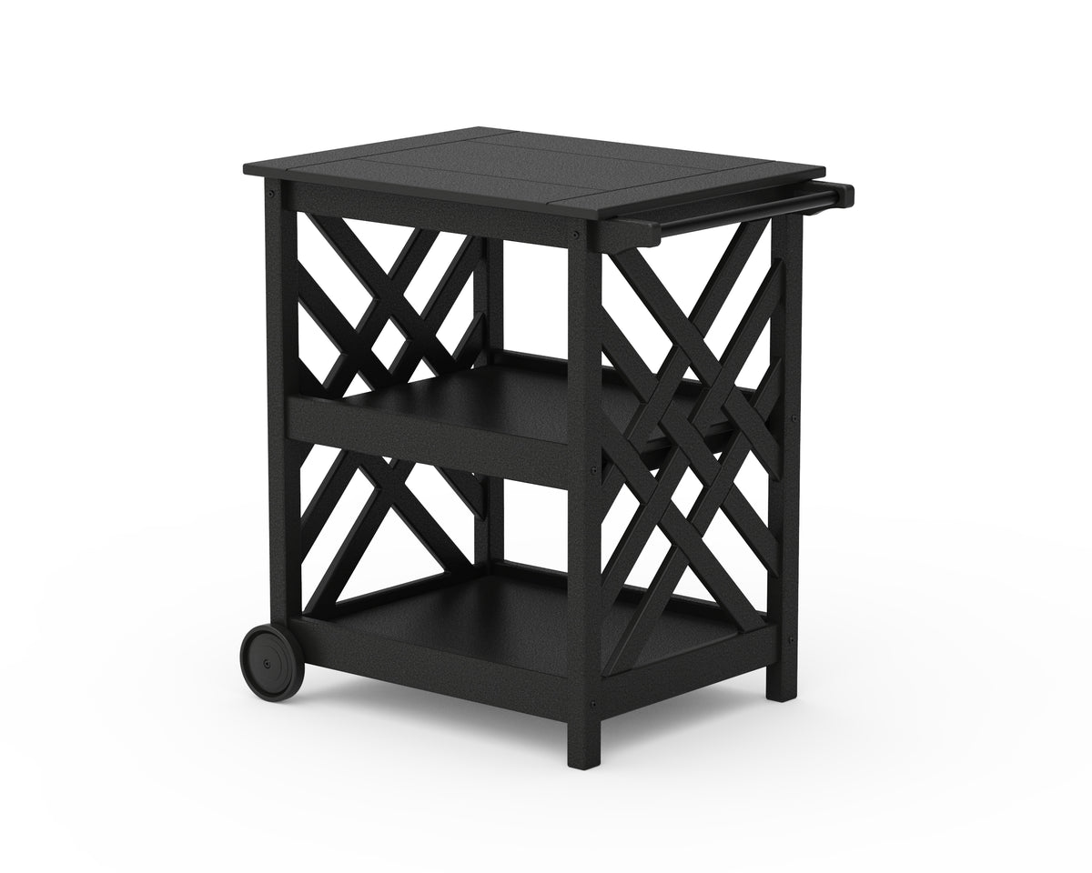 POLYWOOD Wovendale Bar Cart in Black