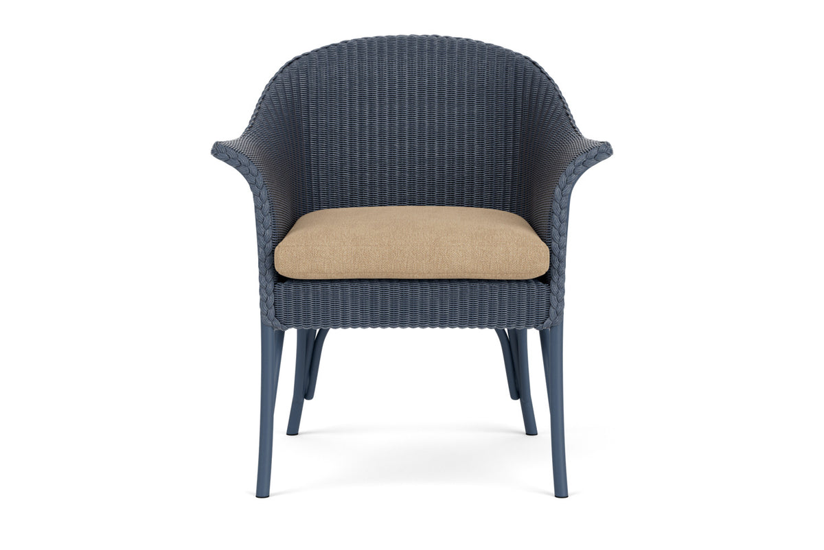 Lloyd Flanders All Seasons Lounge Chair in Denim Blue with Hayden Sand fabric