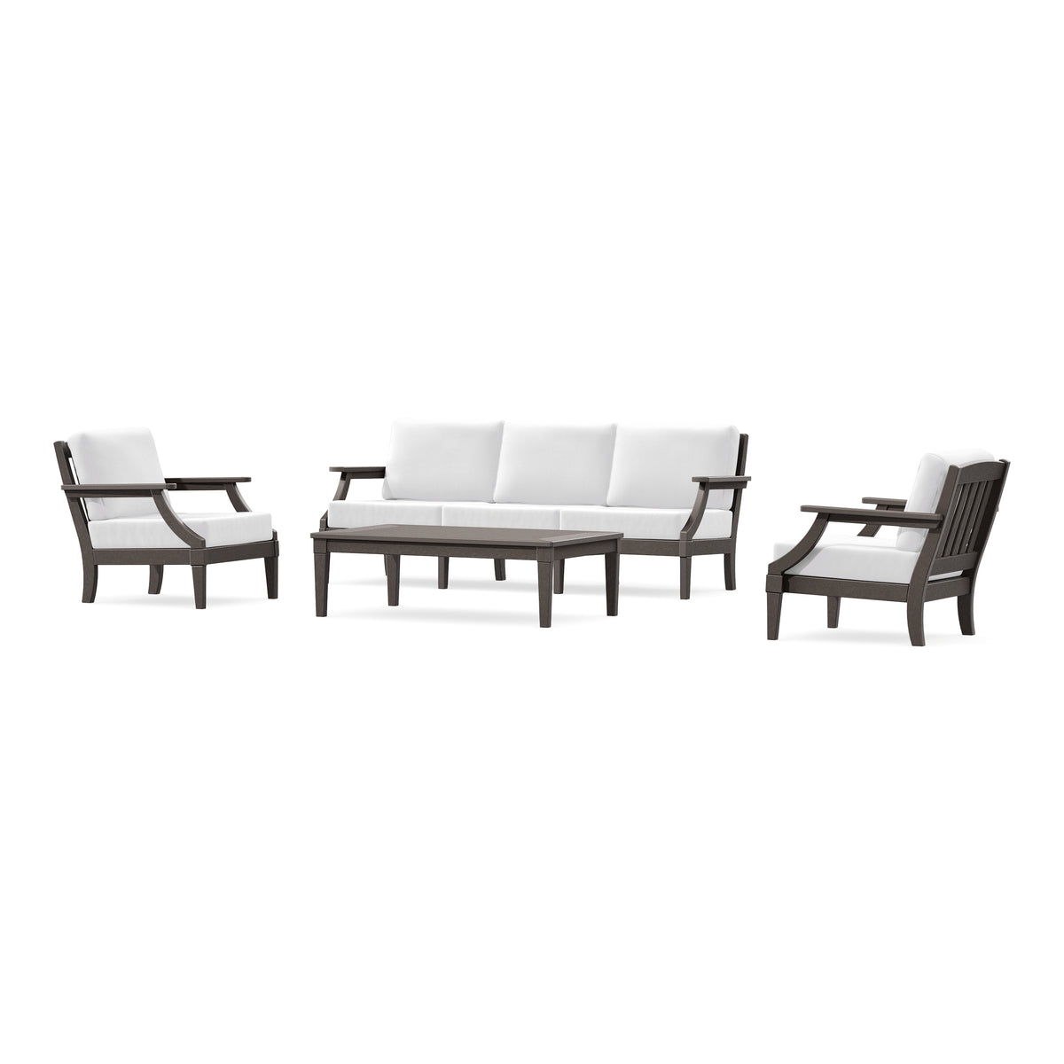 POLYWOOD PW Designer Series Estate 4-Piece Lounge Sofa Set in Vintage Coffee / Natural