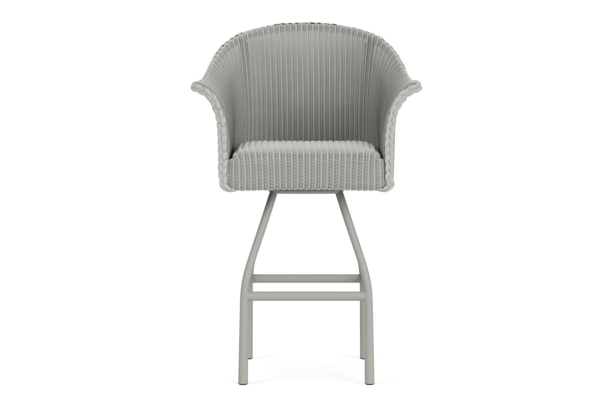 Lloyd Flanders All Seasons Swivel Bar Stool with Padded Seat in Platinum