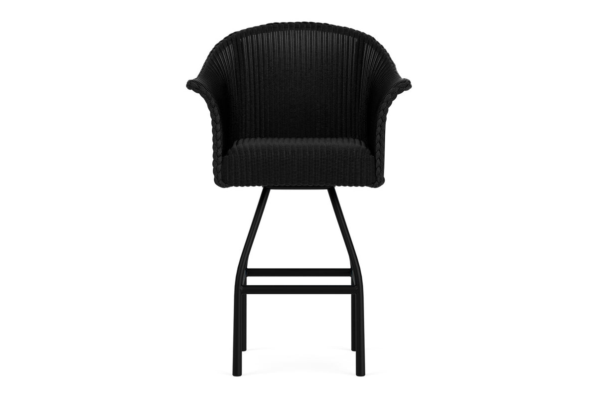 Lloyd Flanders All Seasons Swivel Bar Stool with Padded Seat in Ebony