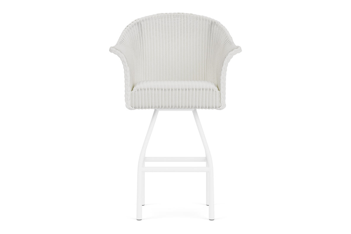 Lloyd Flanders All Seasons Swivel Bar Stool with Padded Seat in Matte White