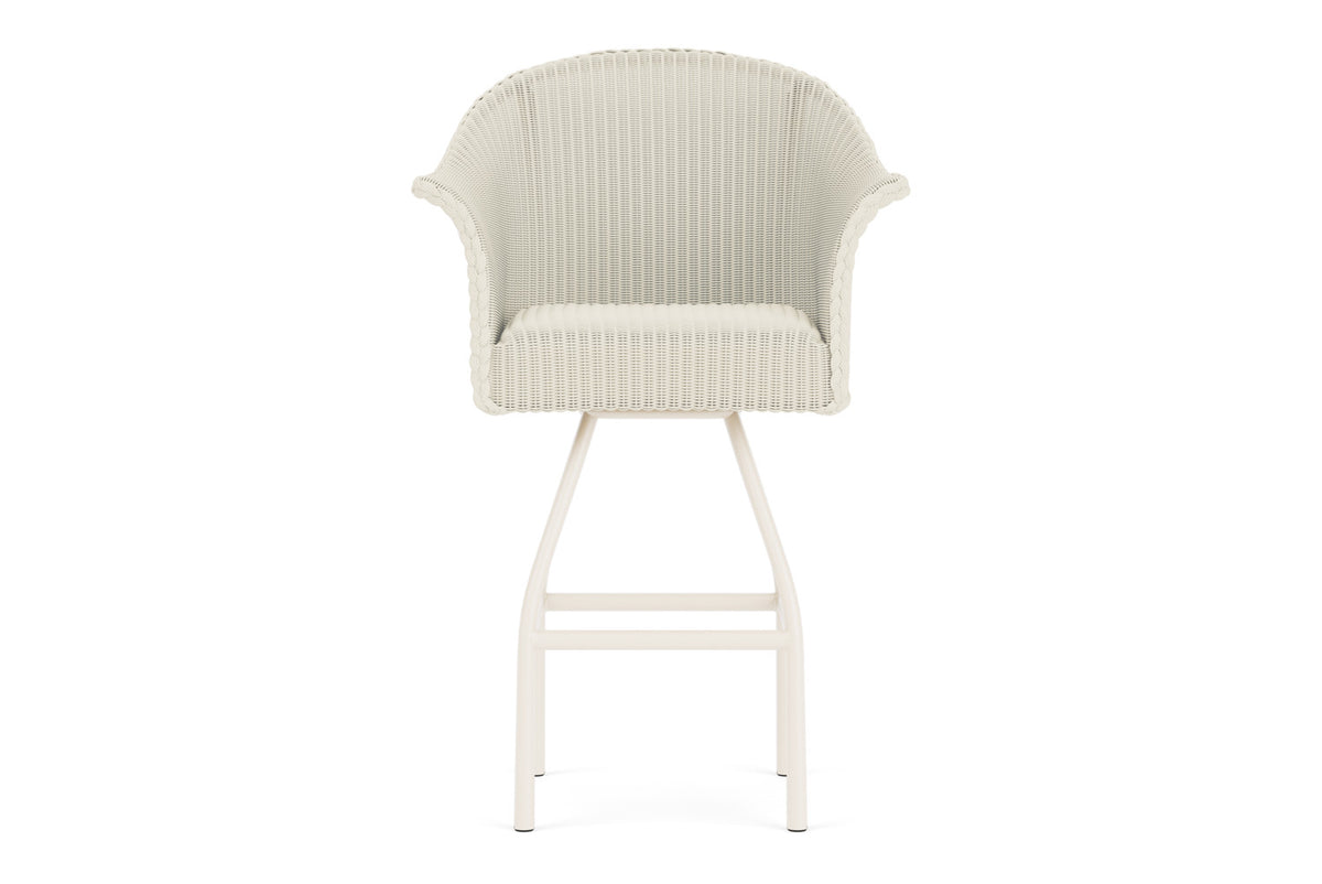 Lloyd Flanders All Seasons Swivel Bar Stool with Padded Seat in Ivory