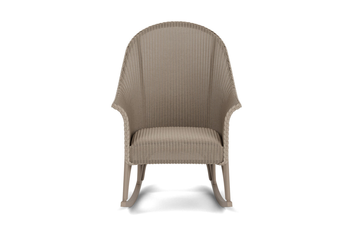 Lloyd Flanders All Seasons High Back Porch Rocker with Padded Seat in French Beige