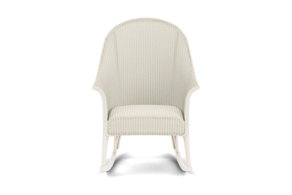 Lloyd Flanders All Seasons High Back Porch Rocker with Padded Seat in Ivory