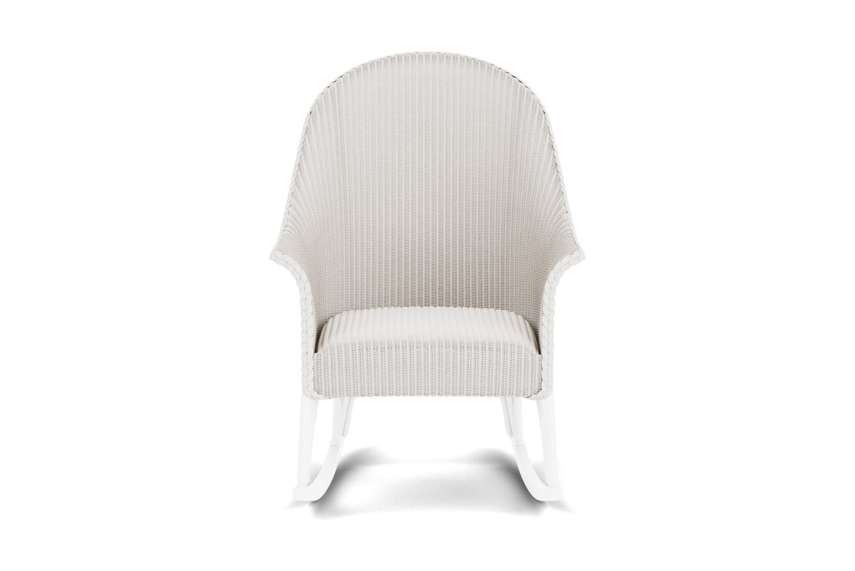 Lloyd Flanders All Seasons High Back Porch Rocker with Padded Seat in White