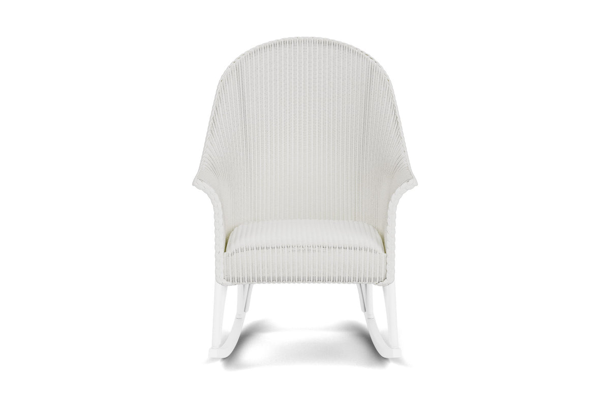 Lloyd Flanders All Seasons High Back Porch Rocker with Padded Seat in Matte White