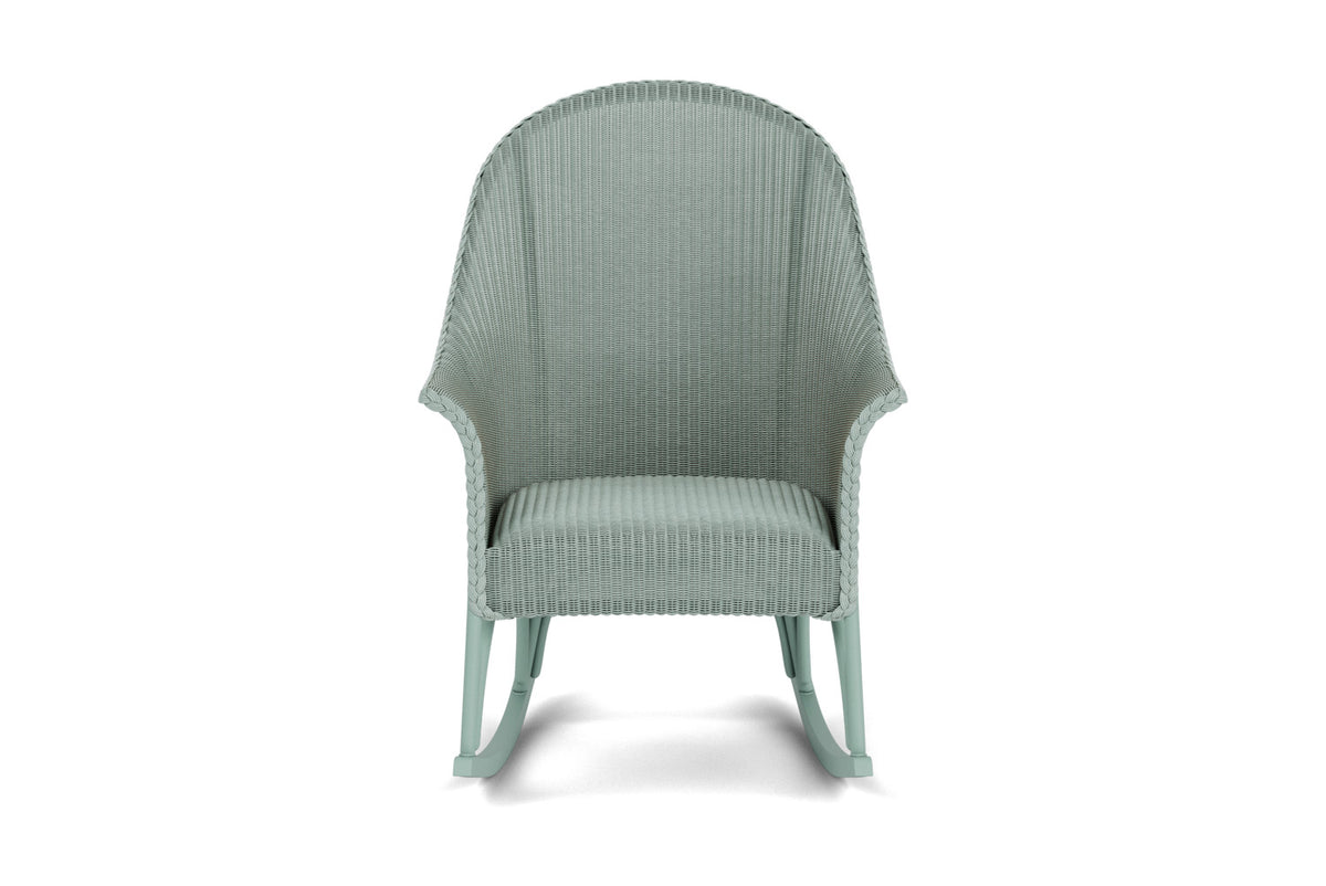 Lloyd Flanders All Seasons High Back Porch Rocker with Padded Seat in Sea Glass