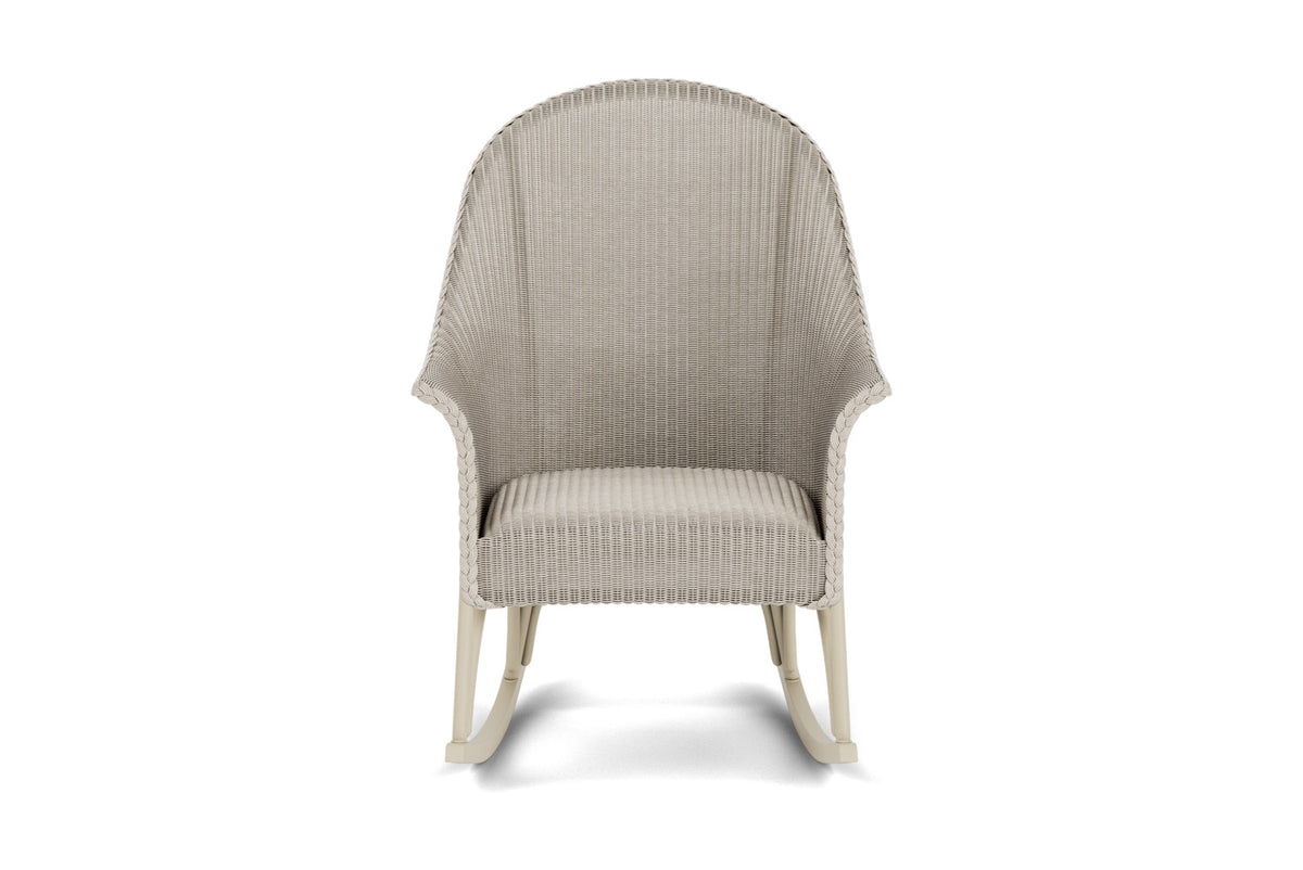 Lloyd Flanders All Seasons High Back Porch Rocker with Padded Seat in Linen