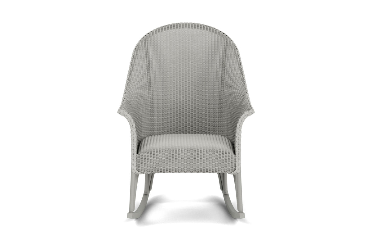 Lloyd Flanders All Seasons High Back Porch Rocker with Padded Seat in Platinum