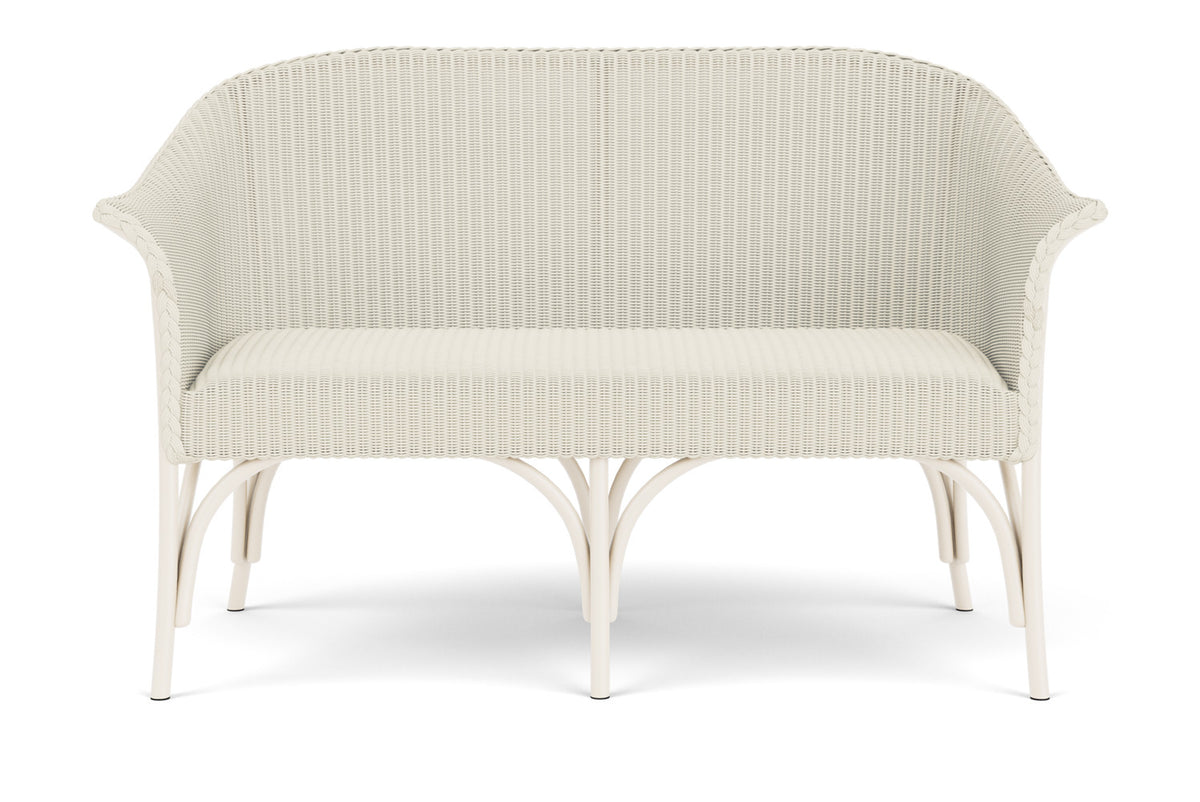 Lloyd Flanders All Seasons Settee with Padded Seat in Ivory