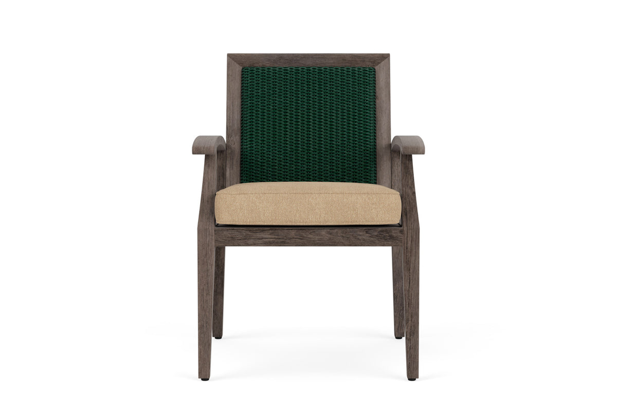 Lloyd Flanders Frontier Dining Set in Woodland with Hayden Sand fabric