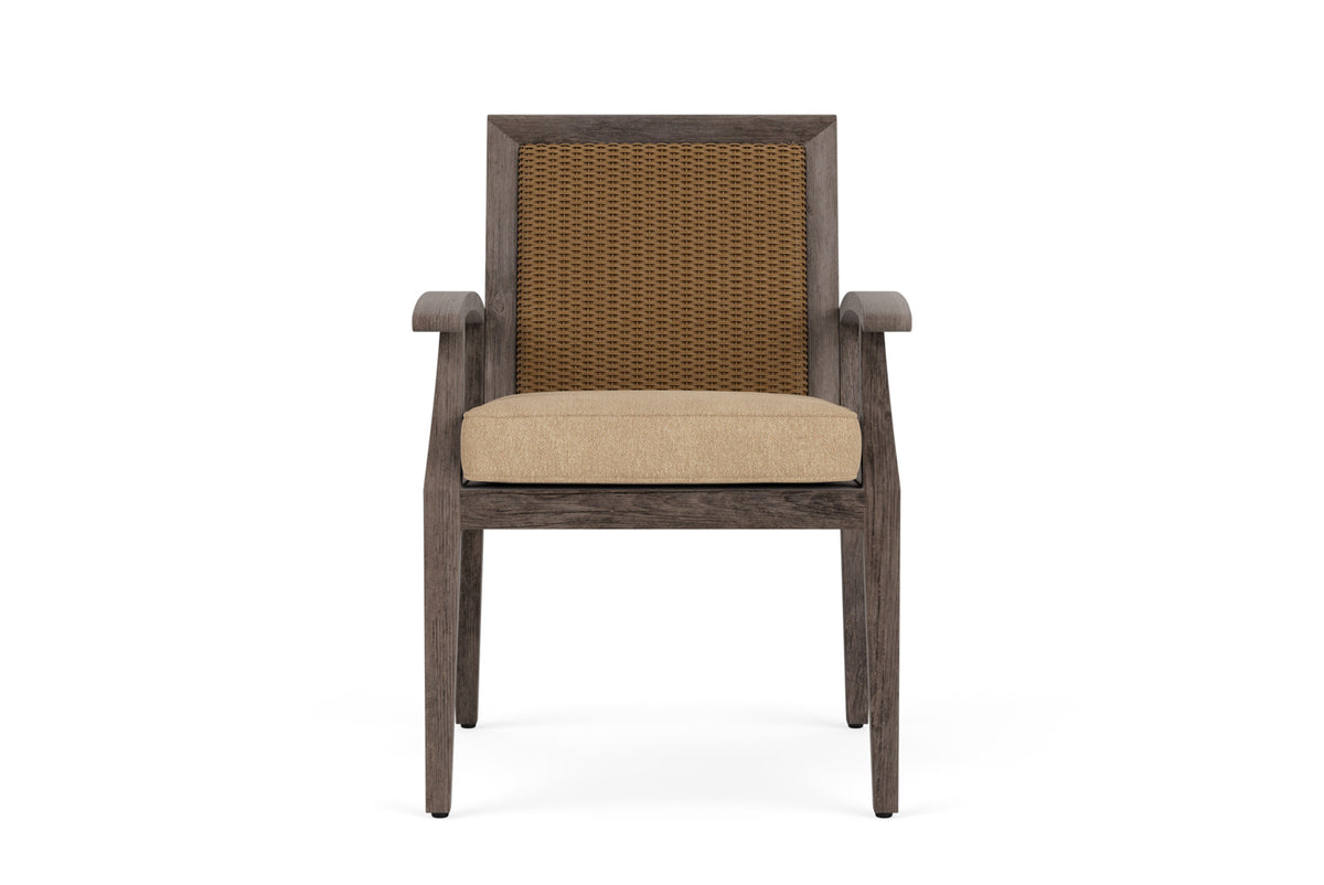 Lloyd Flanders Frontier Dining Set in Hickory with Hayden Sand fabric