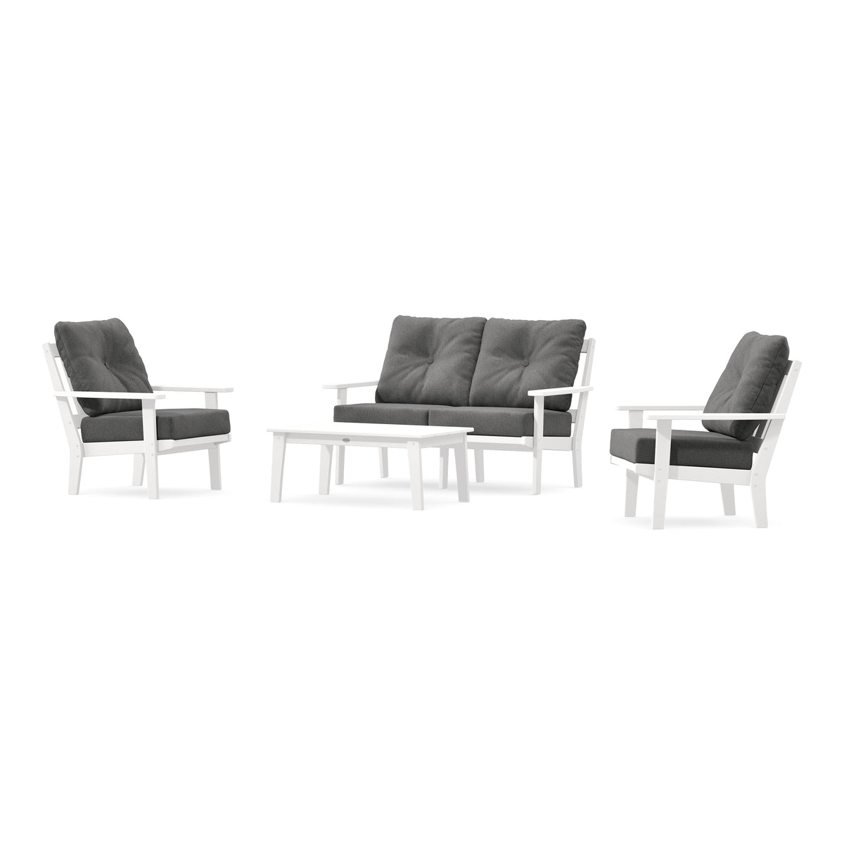 POLYWOOD Oxford 4-Piece Deep Seating Set with Loveseat in White