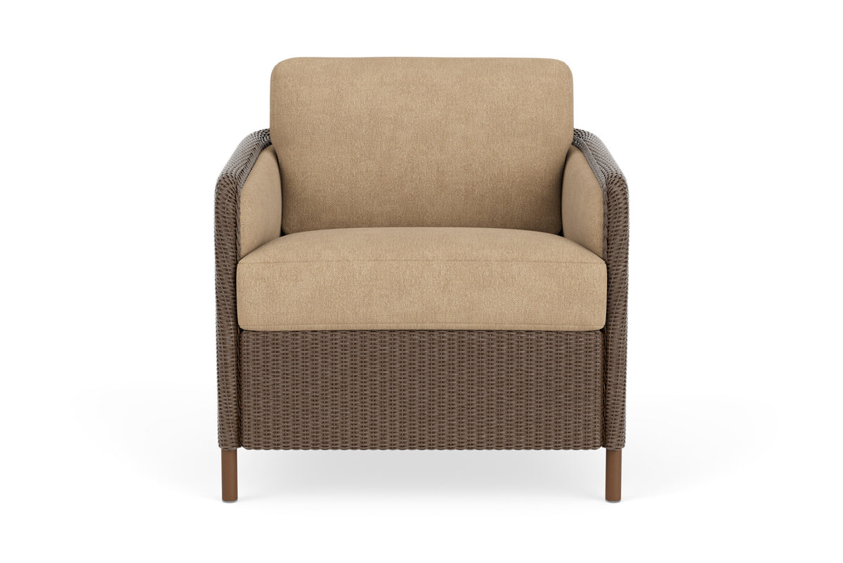 Lloyd Flanders Visions Lounge Chair in Bark with Hayden Sand fabric