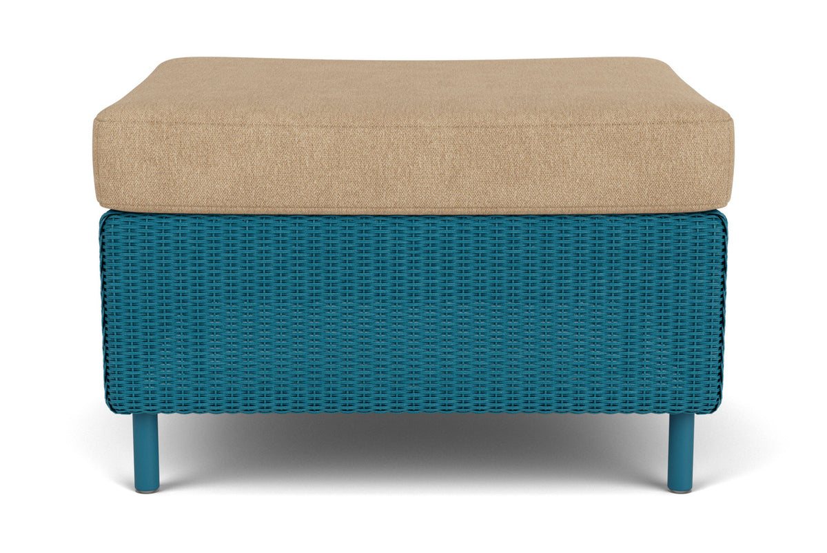Lloyd Flanders Visions Ottoman in Peacock with Hayden Sand fabric
