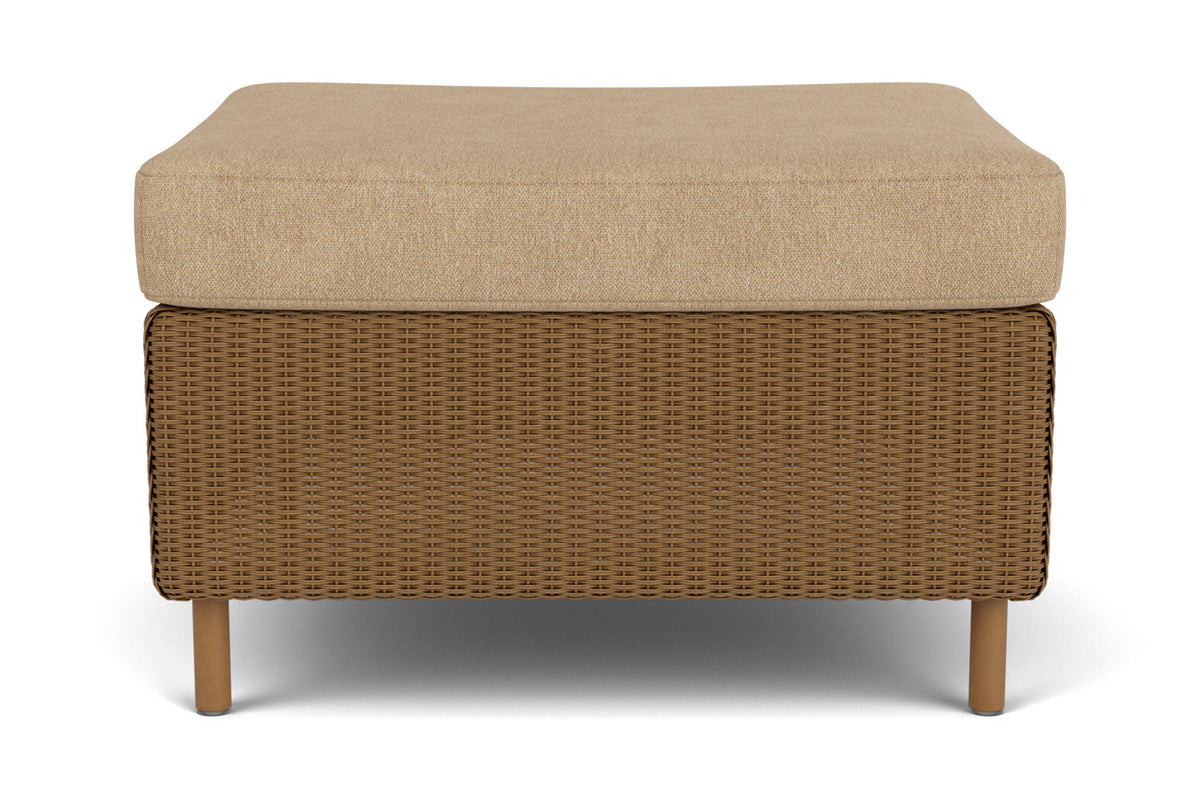 Lloyd Flanders Visions Ottoman in Hickory with Hayden Sand fabric