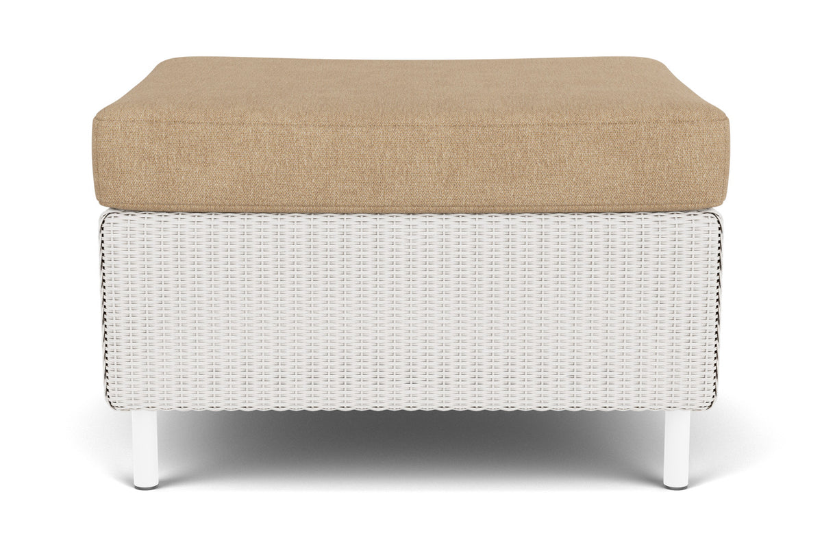 Lloyd Flanders Visions Ottoman in White with Hayden Sand fabric