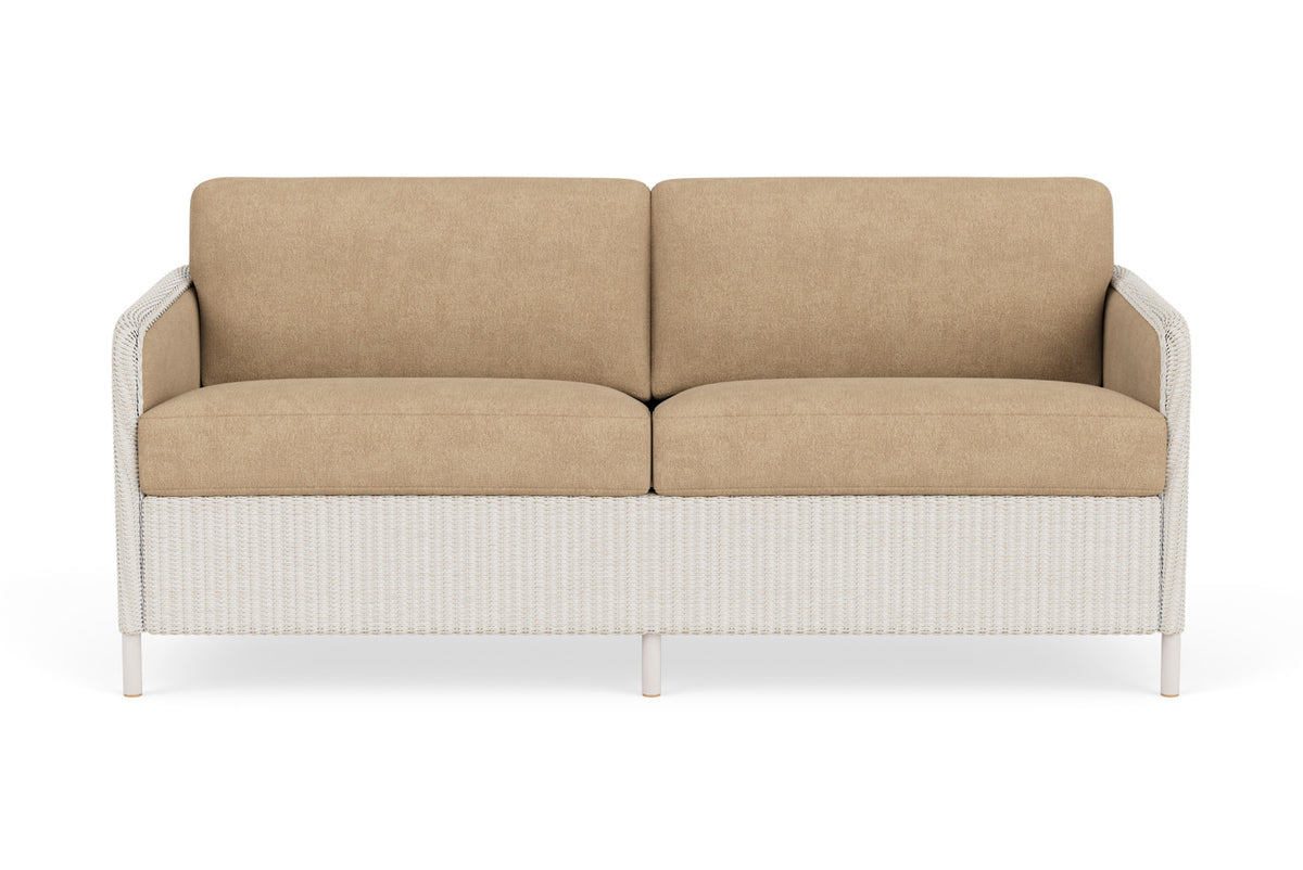 Lloyd Flanders Visions Living Room Set in Antique White with Hayden Sand fabric