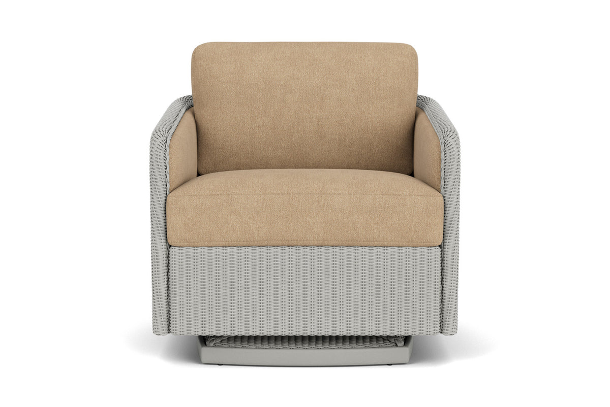 Lloyd Flanders Visions Swivel Glider Lounge Chair in Platinum with Hayden Sand fabric