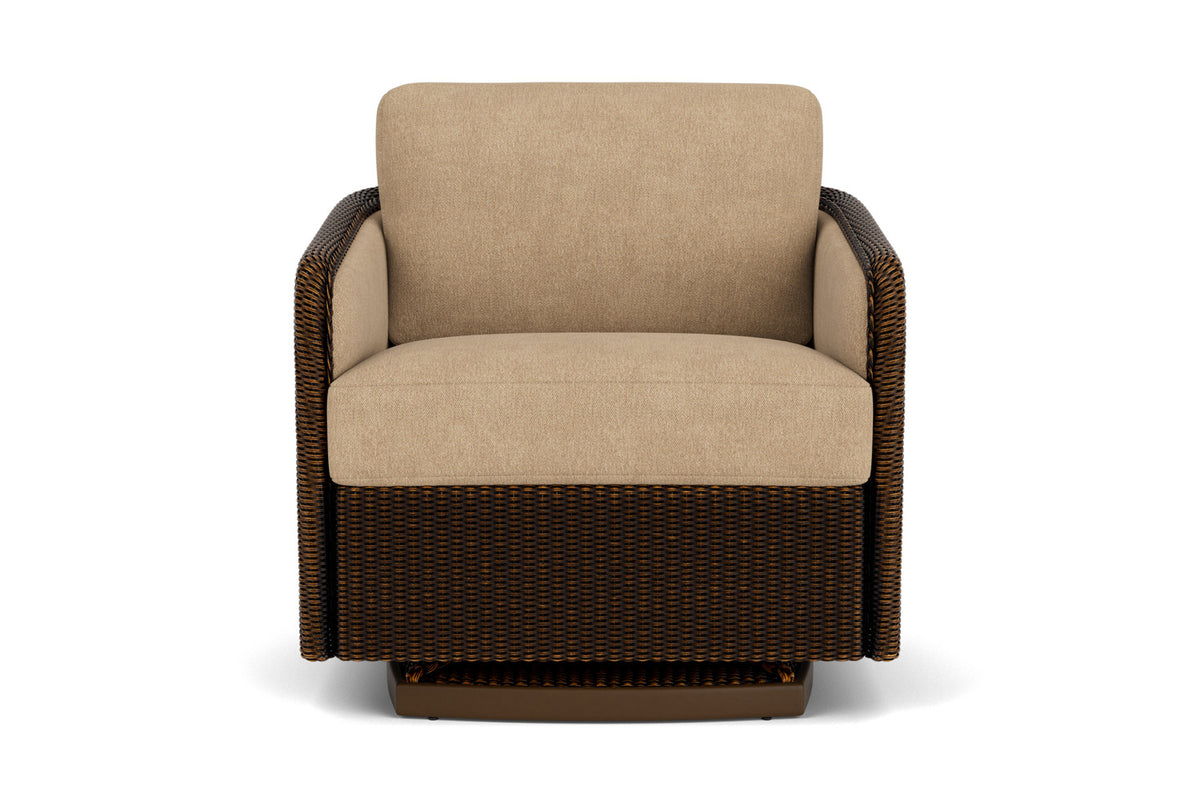 Lloyd Flanders Visions Swivel Glider Lounge Chair in Mink with Hayden Sand fabric