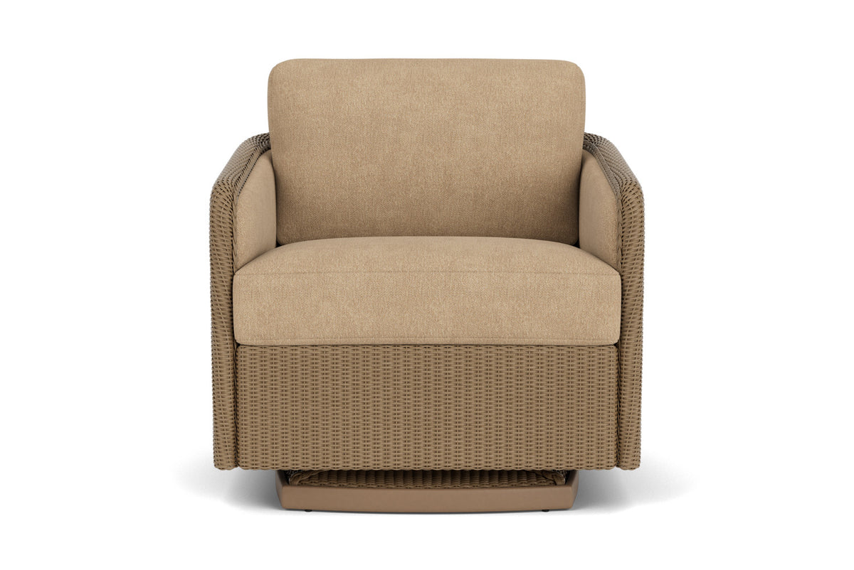 Lloyd Flanders Visions Swivel Glider Lounge Chair in Fawn with Hayden Sand fabric