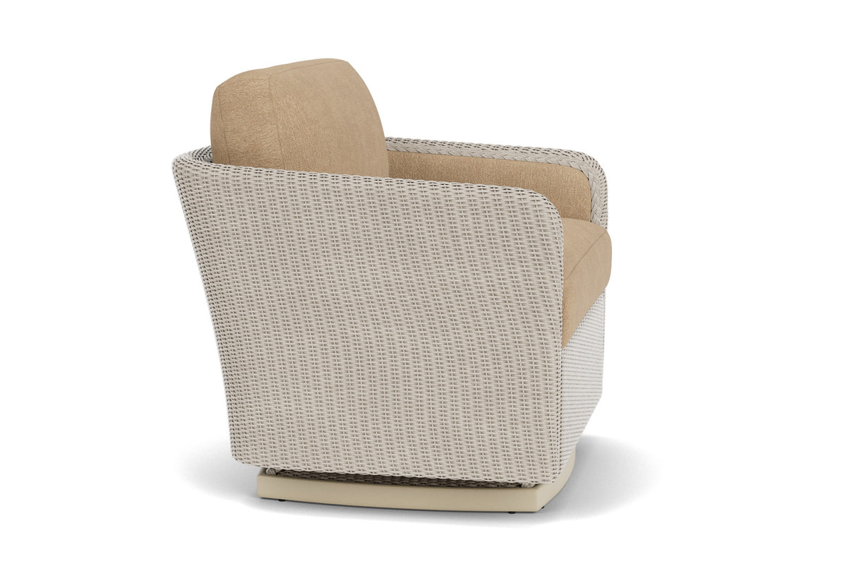 Lloyd Flanders Visions Swivel Glider Lounge Chair in Linen with Hayden Sand fabric, view 4