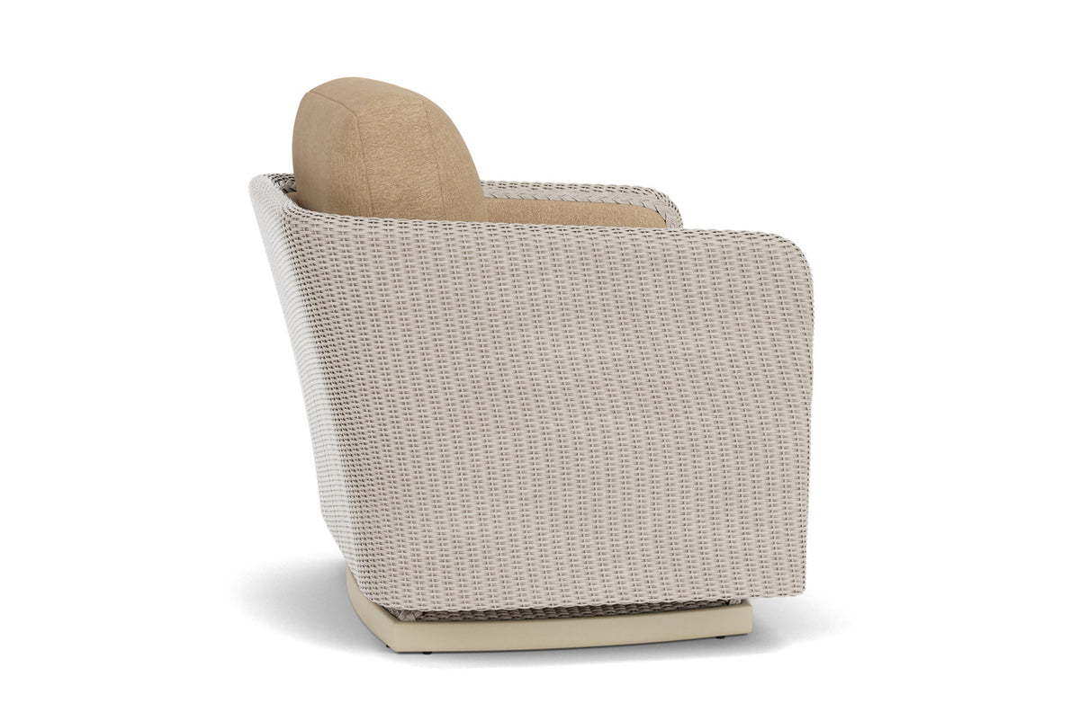 Lloyd Flanders Visions Swivel Glider Lounge Chair in Linen with Hayden Sand fabric, view 5
