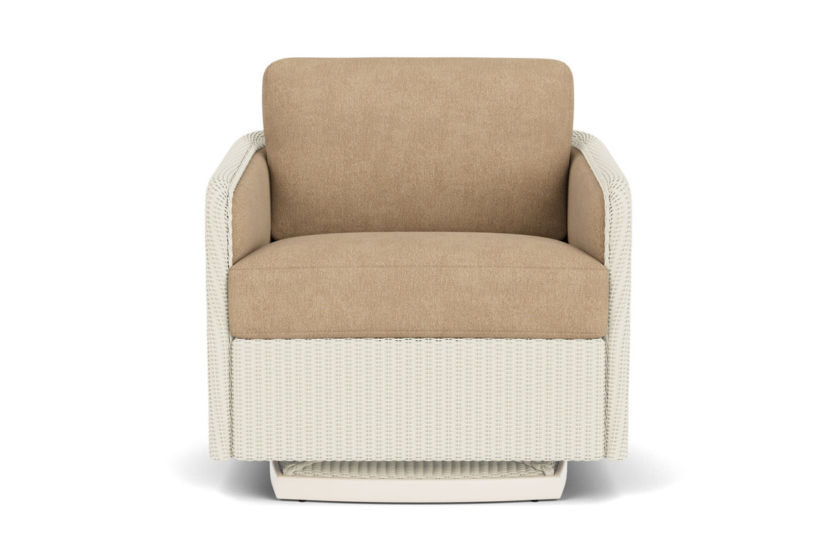 Lloyd Flanders Visions Swivel Glider Lounge Chair in Ivory with Hayden Sand fabric