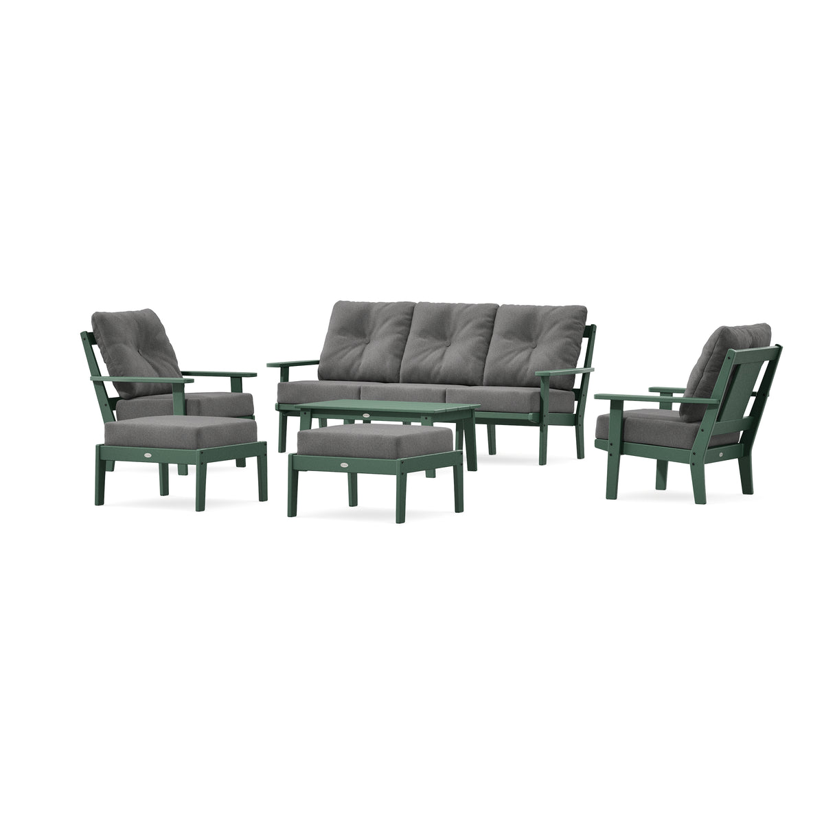 POLYWOOD Prairie 6-Piece Lounge Sofa Set in Green