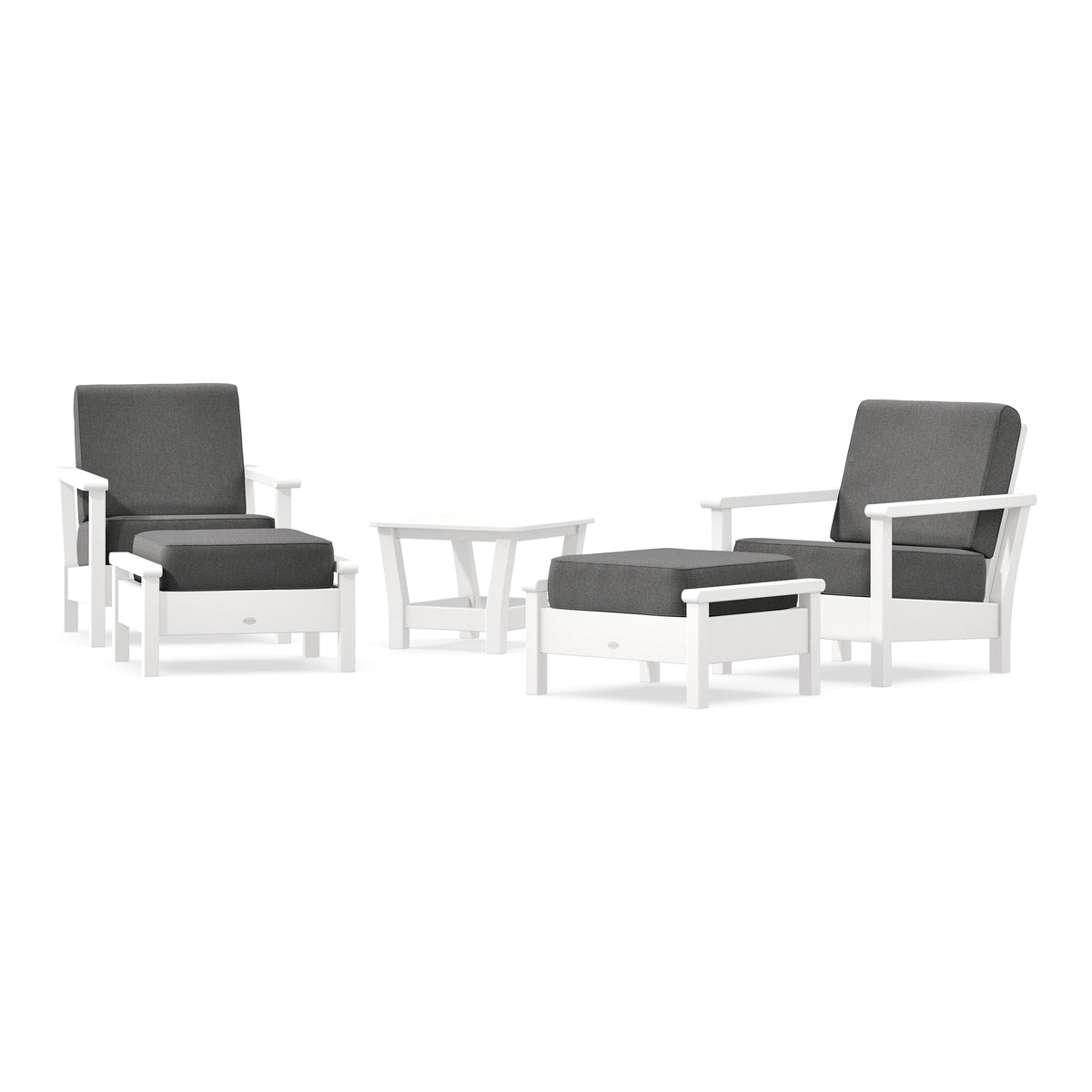POLYWOOD Harbour 5-Piece Deep Seating Chair Set in White