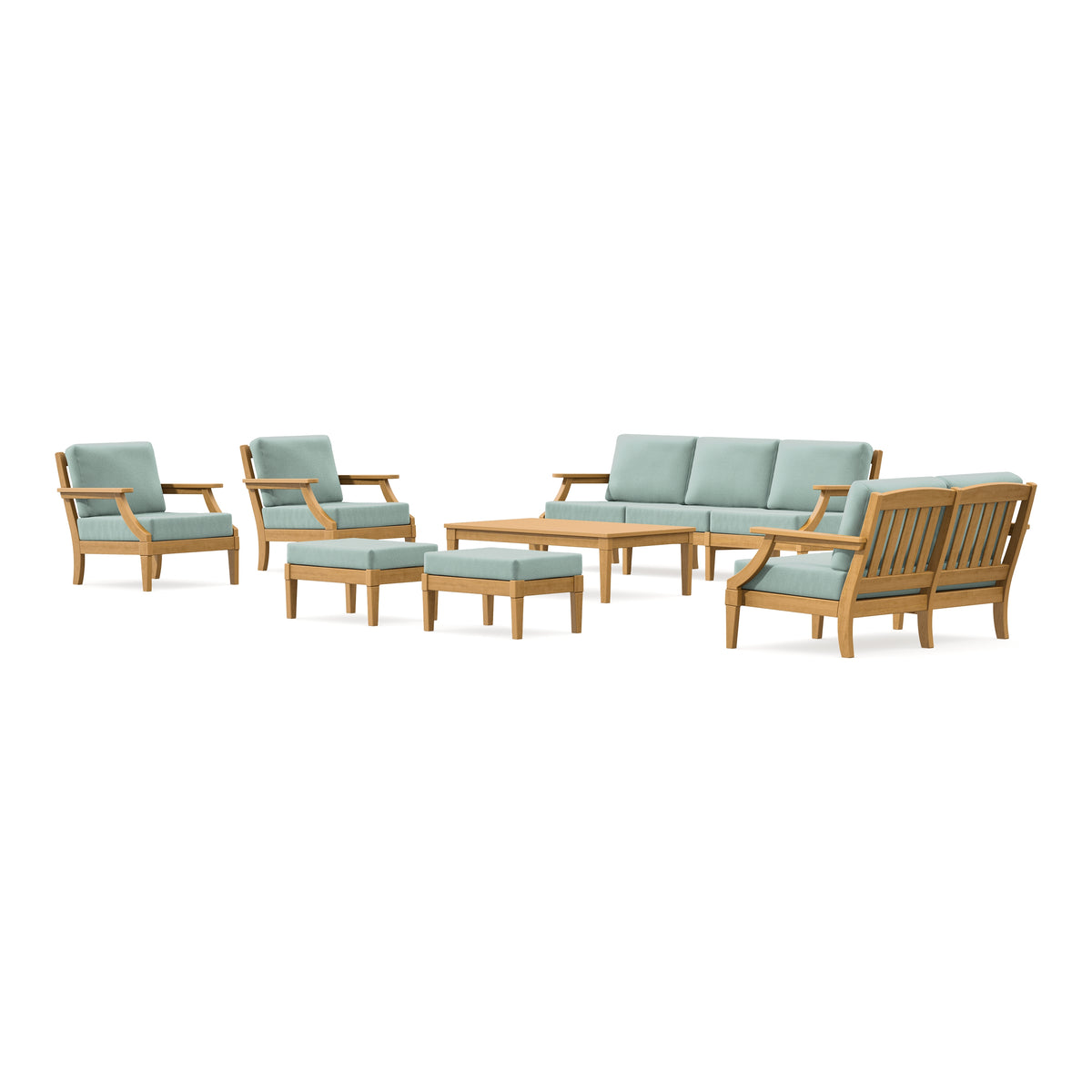 POLYWOOD PW Designer Series Estate 7-Piece Lounge Sofa Set in Natural / Spa