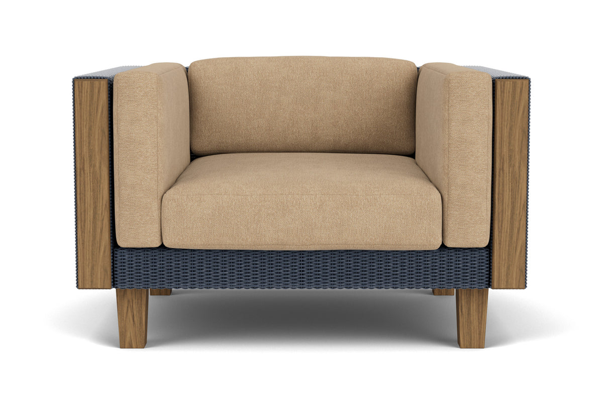 Lloyd Flanders Catalina Lounge Chair in Denim Blue with Hayden Sand fabric