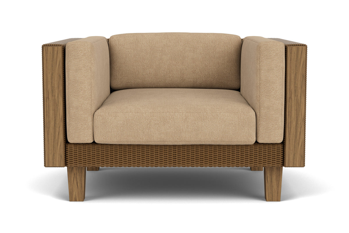 Lloyd Flanders Catalina Lounge Chair in Hickory with Hayden Sand fabric