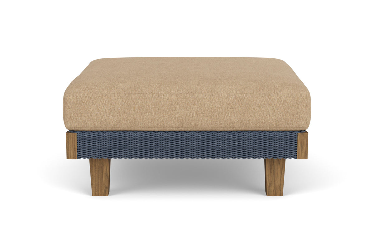 Lloyd Flanders Catalina Ottoman in Denim Blue with Hayden Sand fabric