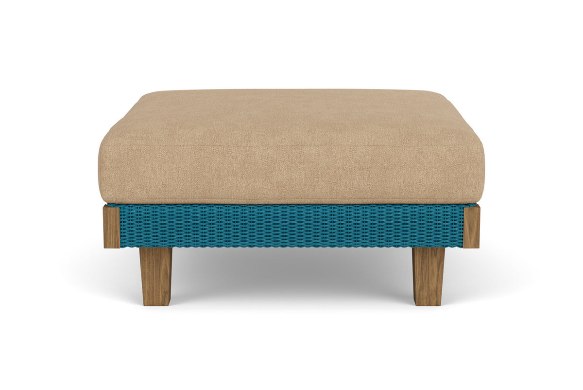 Lloyd Flanders Catalina Ottoman in Peacock with Hayden Sand fabric