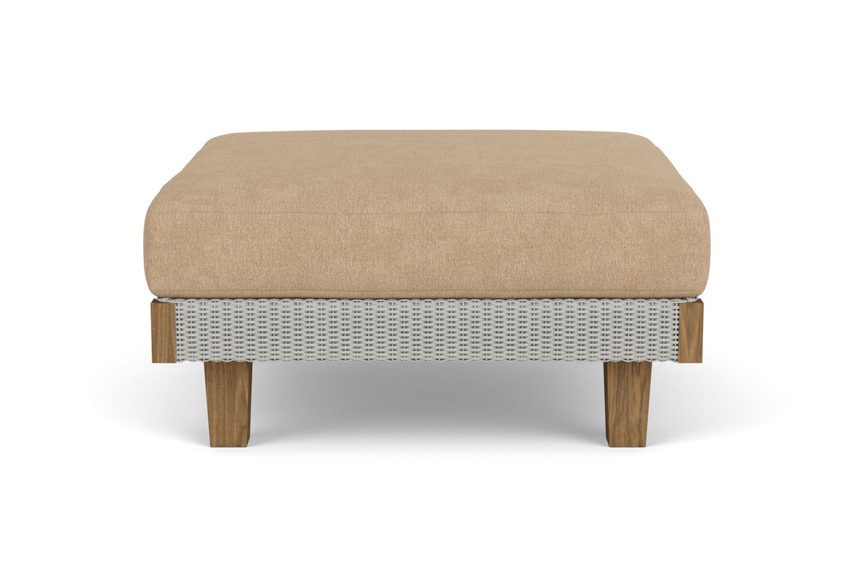 Lloyd Flanders Catalina Ottoman in Platinum with Hayden Sand fabric