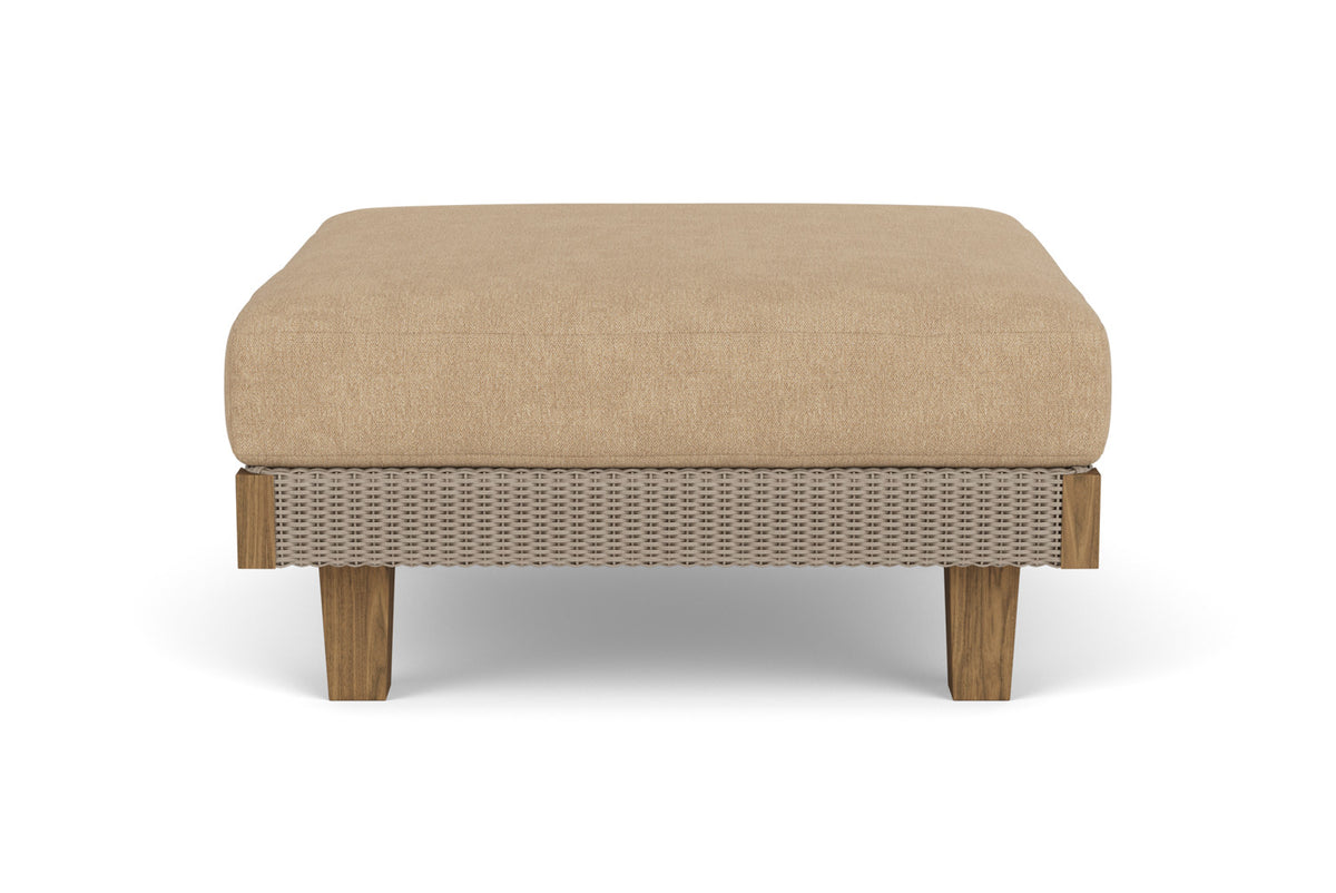 Lloyd Flanders Catalina Ottoman in French Beige with Hayden Sand fabric