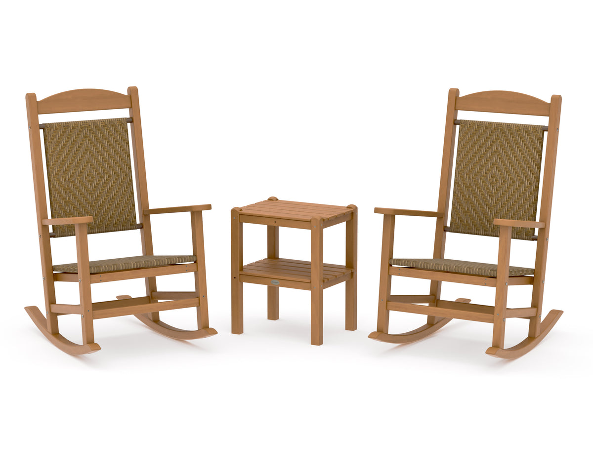 POLYWOOD Presidential Woven Rocker 3-Piece Set in Natural / Tigerwood