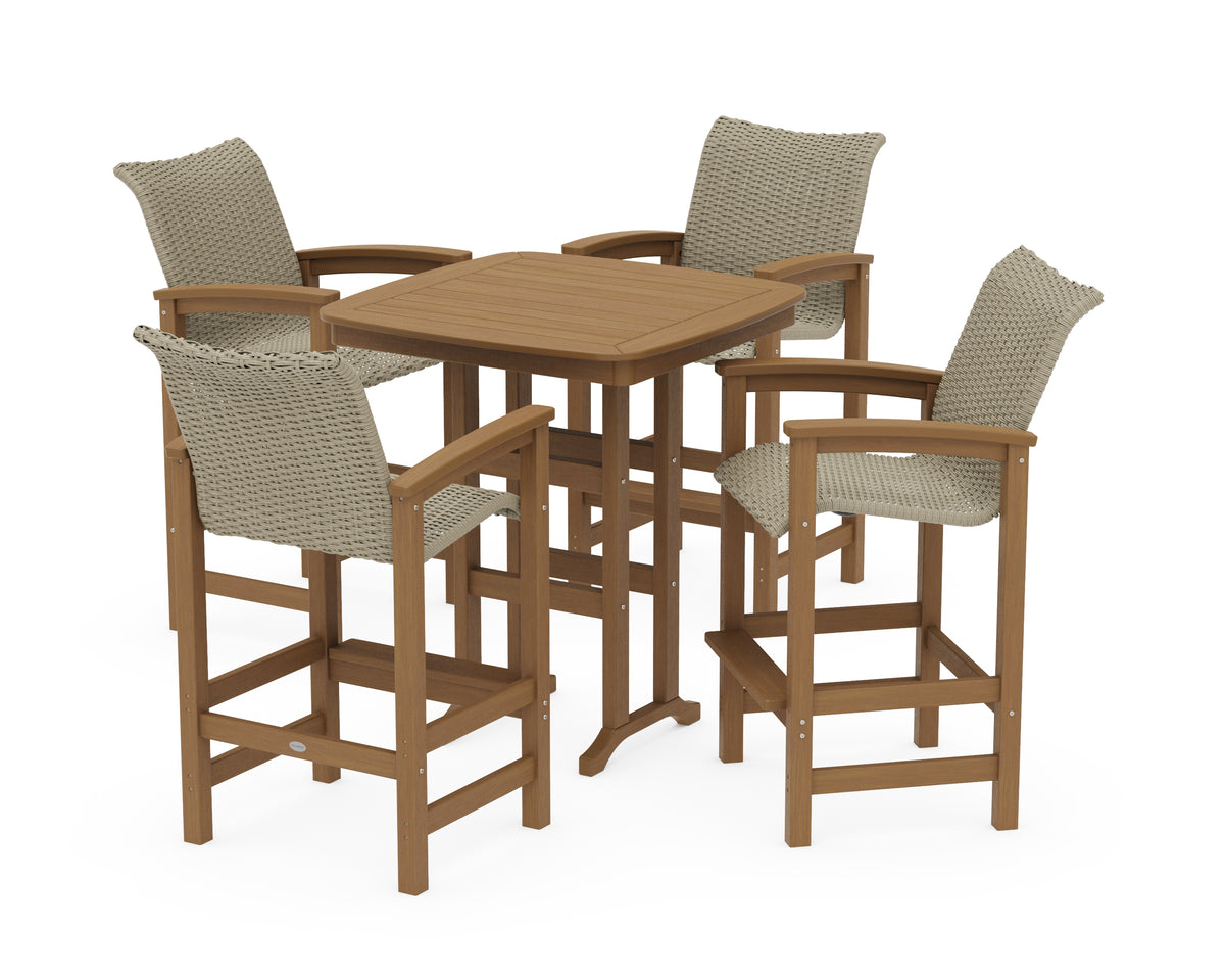 POLYWOOD Coastal Woven 5-Piece Bar Set in Natural / Dune Grass