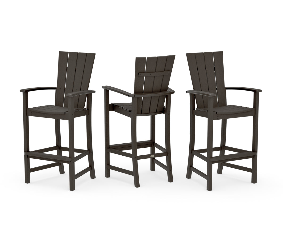 POLYWOOD Quattro 3-Piece Bar Set in Vintage Coffee