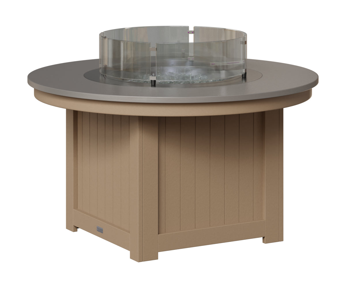 Berlin Gardens Donoma 44" Round Fire Pit in Weatherwood, Hammered Stainless top